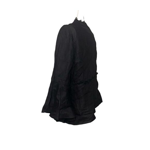 Beautiful CHICO’S Black Linen Jacket with Bell Sleeves and Fringe Hem Size Chico - Picture 4 of 11